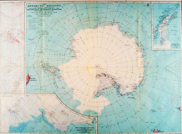 Map of Antarctica - early Twentieth Century map from the National Geographic Society Picture