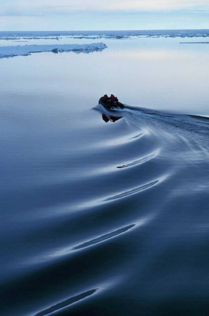 A zodiac boat departing the NATHANIEL B Picture