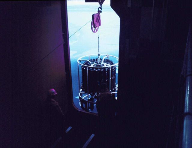 CTD Rosette being deployed from the baltic room of the the National Science Foundation, Research Ice Breaker, NATHANIEL B Picture