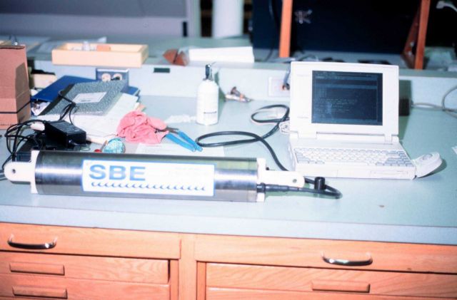 Setting up a SeaBird SeaCat, temperature and conductivity sensor for deployment in the Ross Sea Picture