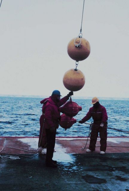 Mooring deployment from the fantail of the National Science Foundation, Research Ice Breaker, NATHANIEL B Picture