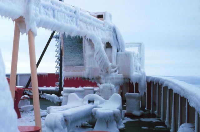 Ice on the super structure of the NATHANIEL B Picture