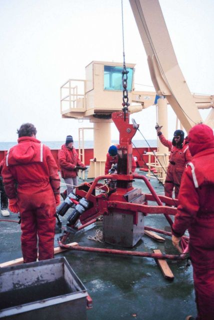 Box coring operations off the fantail of the NATHANIEL B Picture