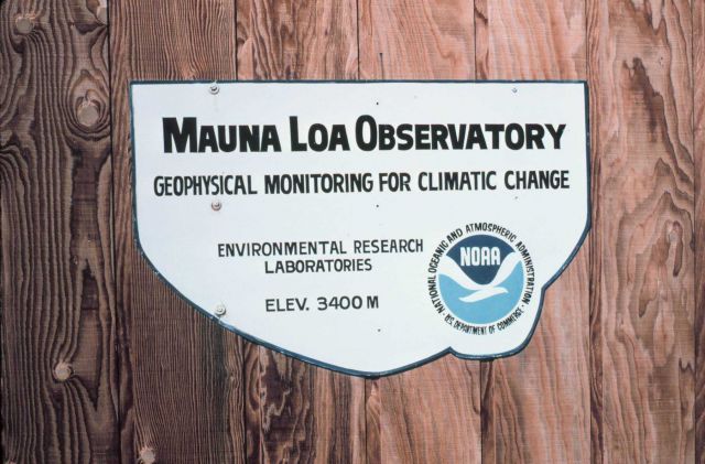 The sign at the Mauna Loa Observatory - Geophysical Monitoring for Climatic Change Picture