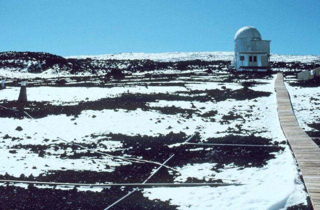 Snow on the ground at Mauna Loa Observatory. Picture