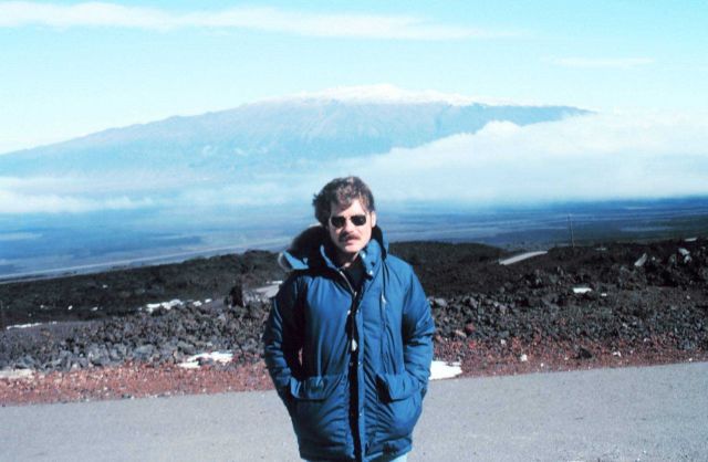Brrrrr! John Bortniak in a down parka in Hawaii. Picture