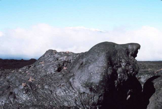 A lava formation at the entrance to a lava tube. Picture
