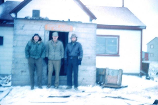 Commander Maurice Hecht, Commander Glenn Moore, and Bud Stone at the Barrow headquarters. Picture