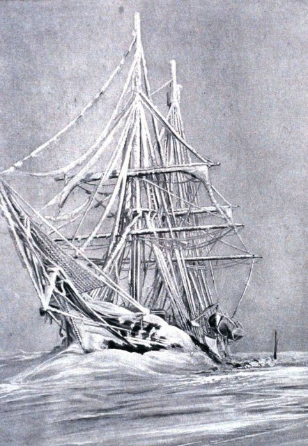 The BELGICA fast in the ice after a blizzard Picture