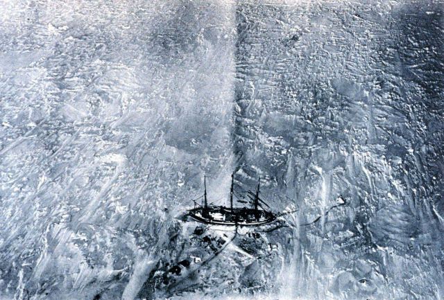 Aerial view of the GAUSS in the ice during the German Antarctic Expedition Picture