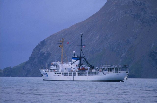 Surveyor at anchor in Fortuna Bay Picture