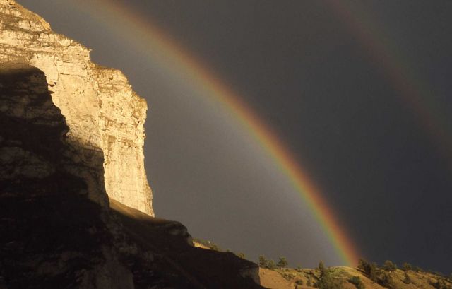 Rainbow above cliffs in Gardner Canyon Picture