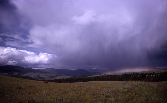 Rainbow & storm clouds over Blacktail Plateau Picture