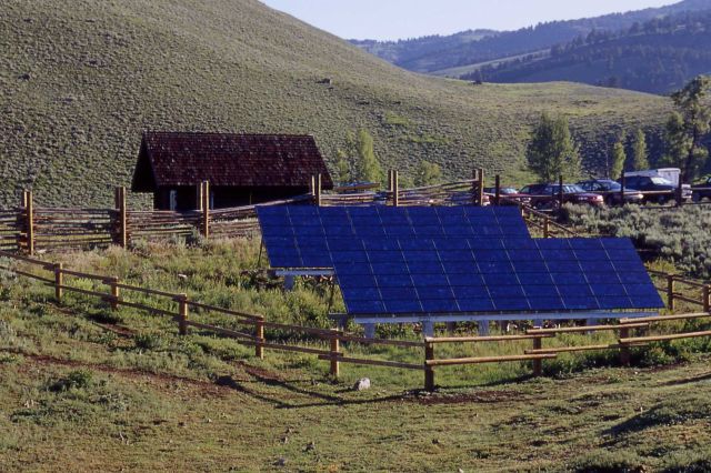 Solar panels & propane generator shed at Buffalo Ranch in Lamar Valley Picture