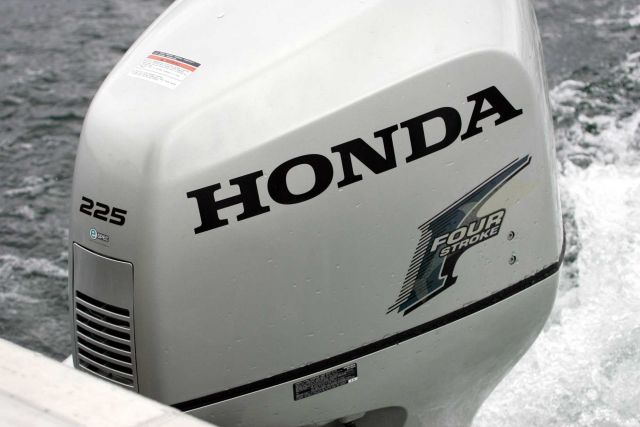 Honda four stroke outboard boat motor, Yellowstone Lake Picture