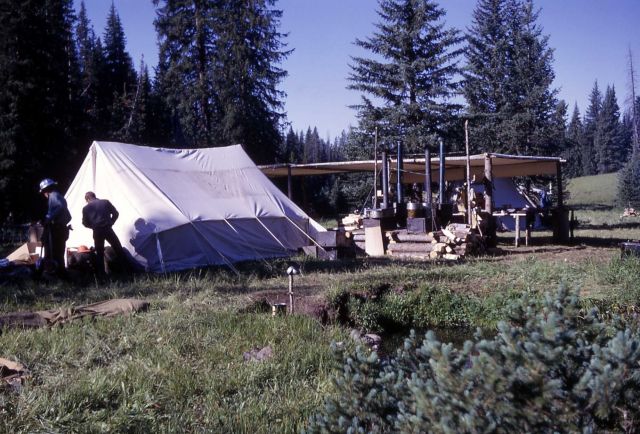 Cooking area & supply tent in the Buffalo fire camp Picture