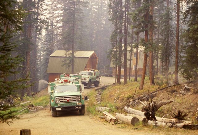 Firefighters protecting residence near Cooke City, Montana Picture