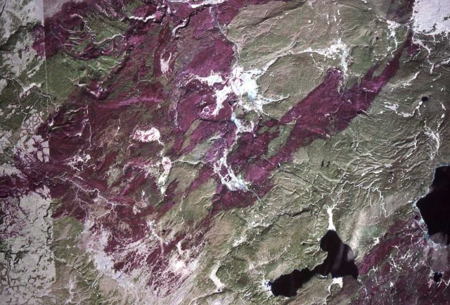 Detailed satellite photo of northwest portion of Yellowstone Park Picture