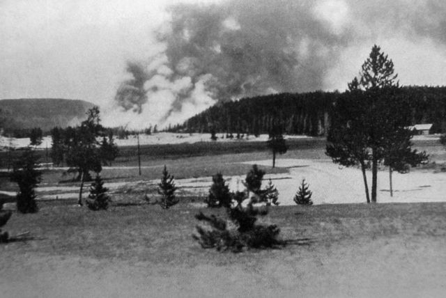 Unidentified forest fire in the Upper Geyser Basin Picture