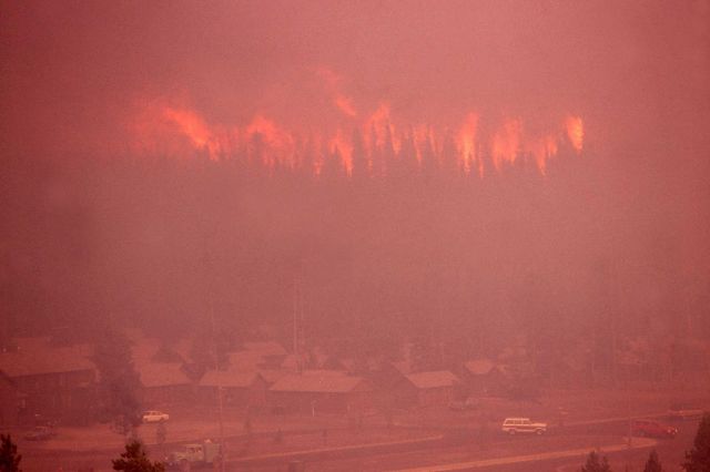 Approaching firestorm (Crown fire) at Old Faithful Inn Picture
