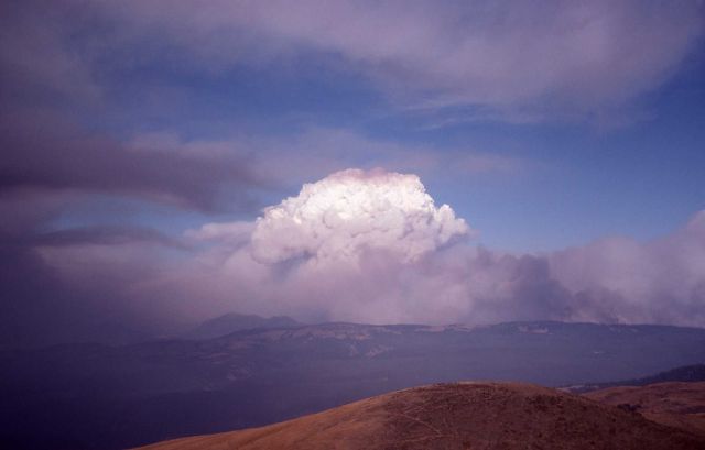 Smoke clouds from the Clover-Mist fire northeast of Mt Washburn lookout Picture