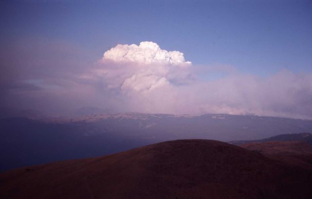 Smoke clouds from the Clover-Mist fire northeast of Mt Washburn lookout Picture