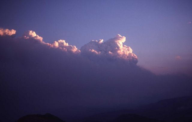 Dense smoke cloud with sun hitting tops of clouds looking south from Mt Washburn Picture