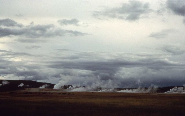 Smoke inversion over Fountain Flats with steam from Lower Geyser Basin Picture