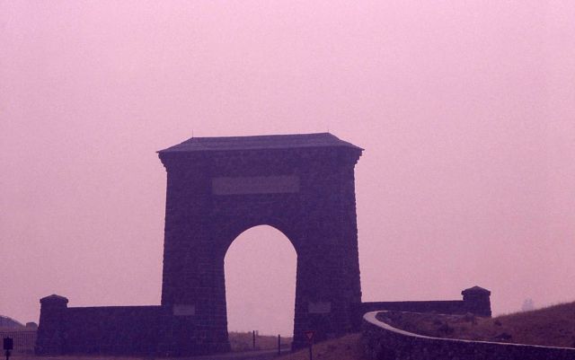 Dense smoke conditions at Roosevelt Arch Picture