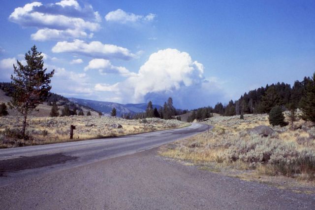 Mid-sized smoke plume seen from Wraith Falls parking are Picture