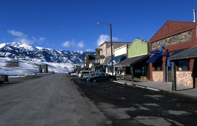 Downtown Gardiner, Montana with Electric Peak & the Roosevelt Arch in the background Picture