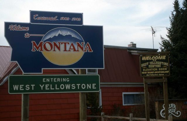 Welcome to Montana sign in West Yellowstone Picture
