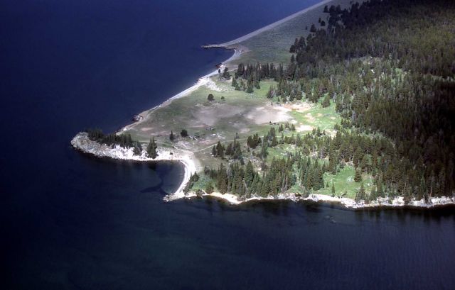 Aerial of Storm Point, Yellowstone Lake - Geology Picture
