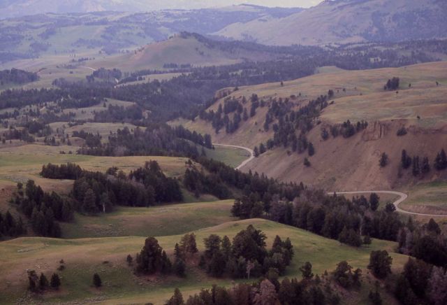 Aerial view, looking northwest, of glacial run off channel east of Phantom Lake (at Phantom Lake glacial meltwater cut deep channels into Eocene basal Picture