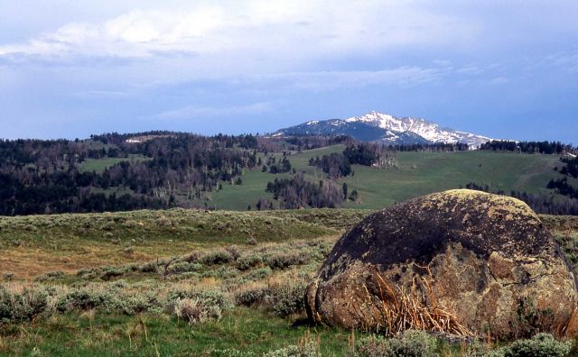 Glacial erratic, precambrian granite boulder at Blacktail Plateau - Geology - Glacial Picture