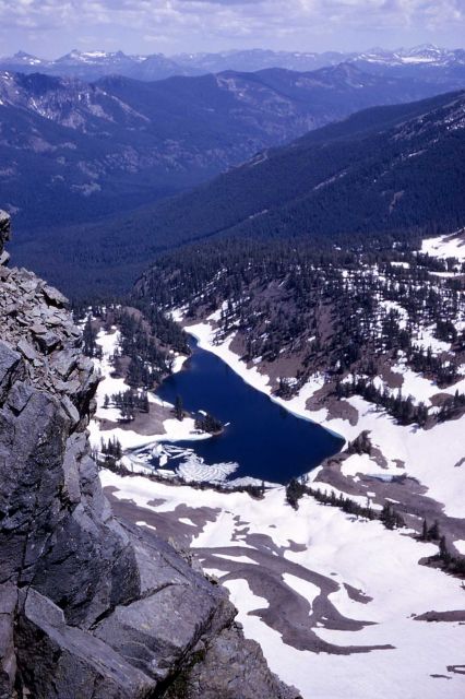 Glacial cirque with lake & u-shaped Crow Creek Valley as seen from Hoyt Peak - Geology - Glacial Picture