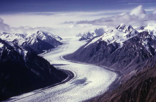 Aerial of Donjek Glacier, Yukon Territory - Geology - Glacial Picture