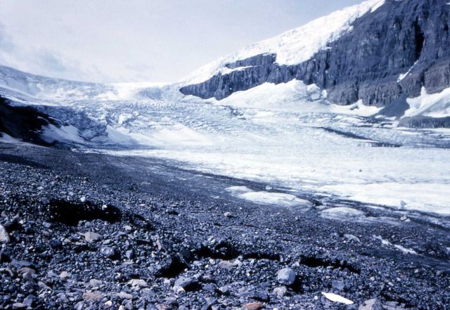 Kettles on Athabaska Glacier, icefall also visible - Geology - Glacial Picture