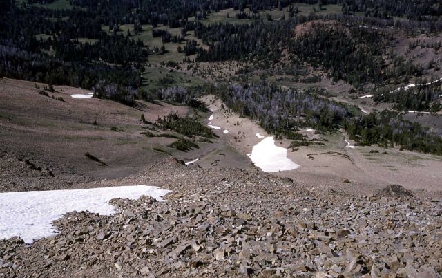 Alluvial Fan, rock slide, on east face of Electric Peak - Geology Picture