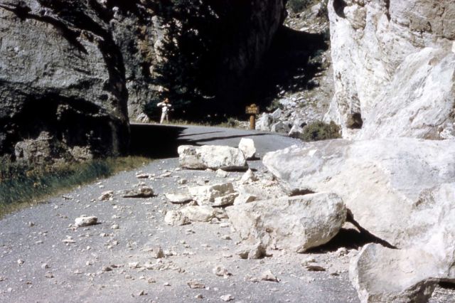Travertine blocks on the road at the Hoodoos - Geology Picture