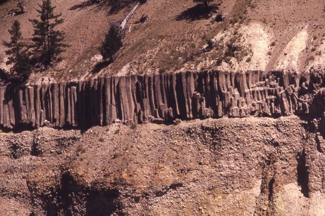 Basalt columns in flow near Tower Falls - Volcanics Picture