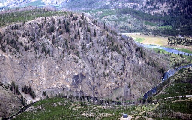 Aerial view of Lava Creek lava flow at Firehole Canyon Picture