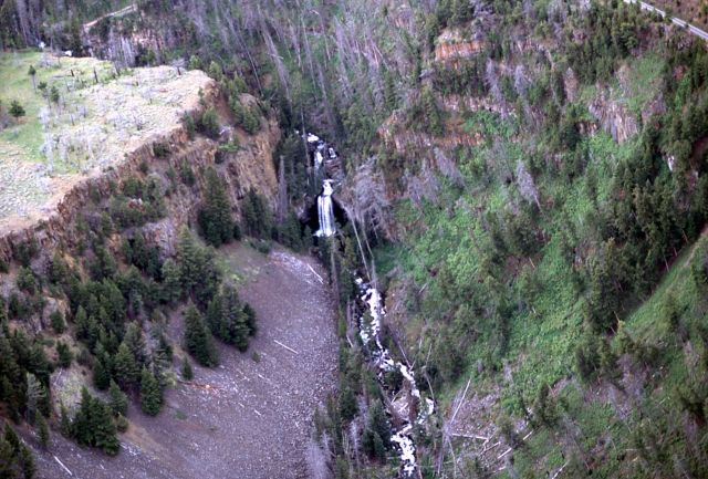 Aerial of Pleistocene basalt lava flow at Undine Falls (700,000 years old) Picture