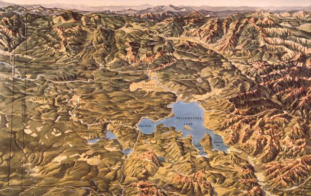Varied relief map of Yellowstone National Park Picture