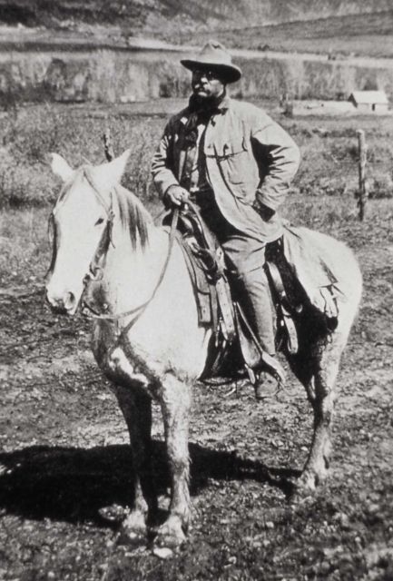 President Theodore Roosevelt on a horse in Colorado Picture