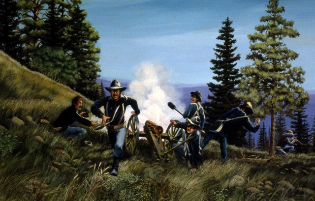 Howitzer scene, pursuit of Nez Perce, Big Hole Battlefield Picture