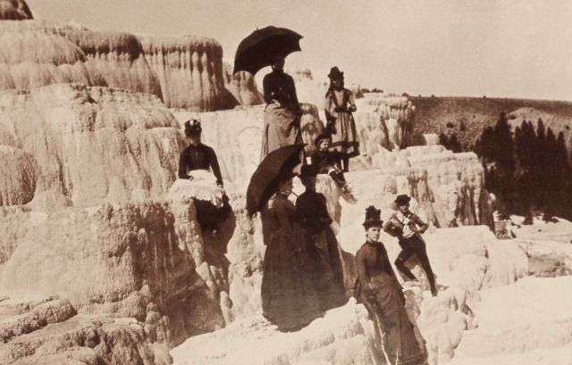Early visitors on Mammoth Terraces Picture