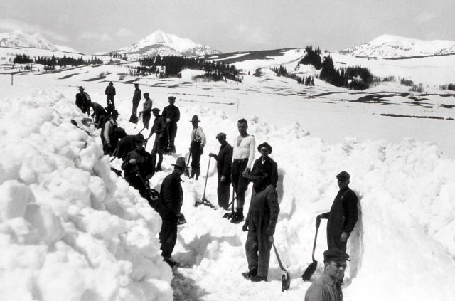 Snow removal crew on Swan Lake Flat Picture