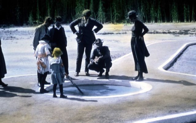 Early visitors at Handkerchief Pool in Black Sand Basin Picture