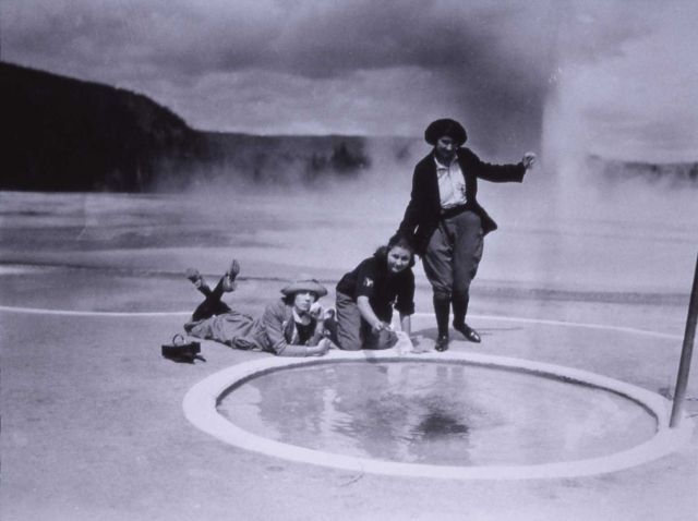 Early visitors at Handkerchief Pool, Black Sand Basin Picture